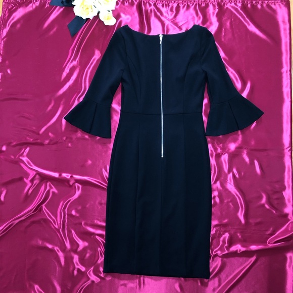 ⭐️NEW⭐️White House Black Market (WHBM) Black 3/4 Bell Sleeve Sheath Dress - Picture 6 of 11
